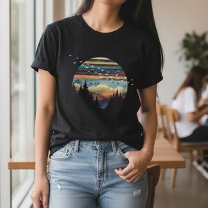 Doves Mountain Scenery Black T-shirt